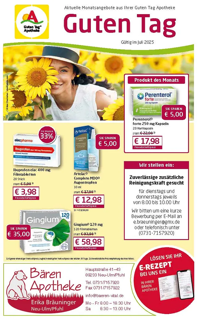 Bären-Apotheke - Angebotsflyer Juli