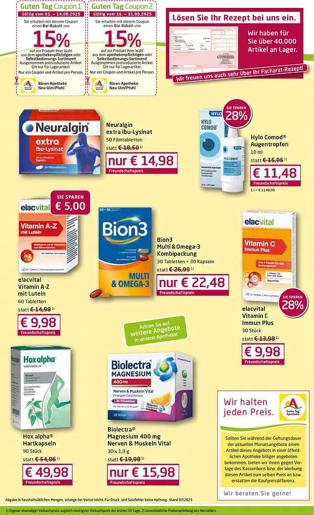 Bären-Apotheke - Angebotsflyer August